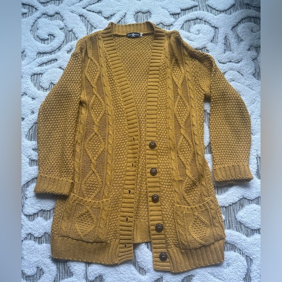 Sweaters - Yellow Long Line Cardigan